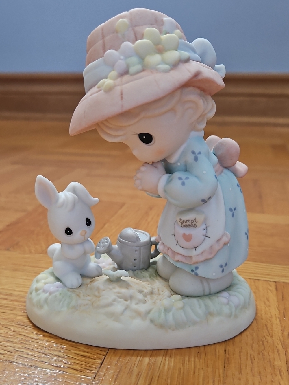Precious Moments Pastel Gardener Girl with Bunny Figurine
